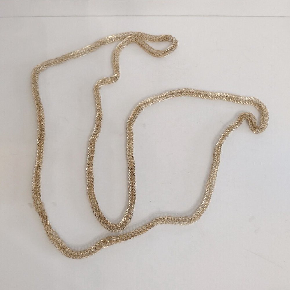 Vintage Silver Tone Circle Link Chain Rope Necklace Wrap Around 32" Womens